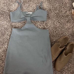 Dusty blue dress. Hot date dress